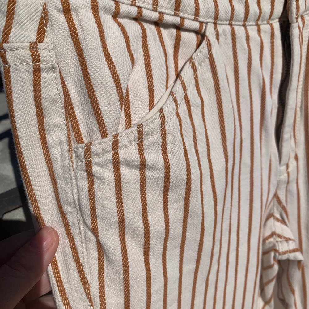 Anthropologie Orange and Cream Striped Pants Jeans - Picture 4 of 7